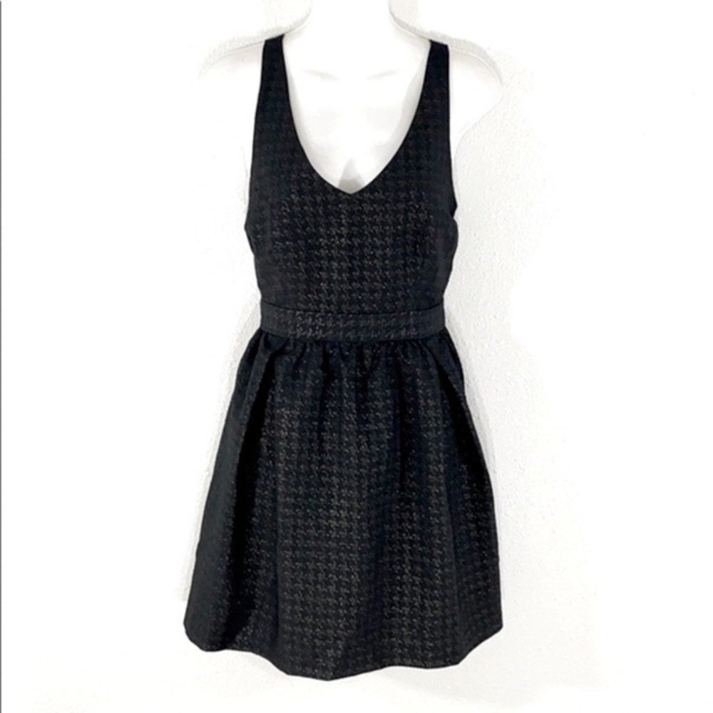 NWT UO Cooperative black gold houndstooth dress T6